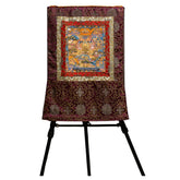 Traditional Tibetan Buddhist Thangka Tapestry with Ornate Brocade