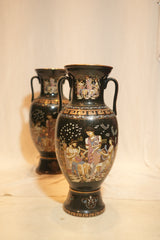 Greek Neoclassical Black Glaze Amphora Vase