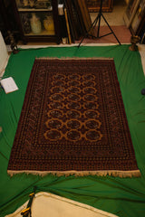 Hand-Knotted Afgani Hamadan Geometric Medallion Runner Scroll