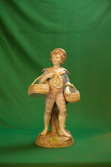 Gebrüder Heubach Bisque Porcelain Boy Carrying Baskets Figurine