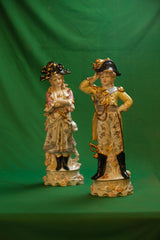 Pair of Antique Continental Porcelain Napoleon Bonaparte and Empress Joséphine Figurines