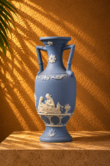 Vintage Blue Jasperware Relief Vase