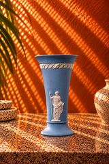Vintage Blue Jasperware Classical Figure Vase