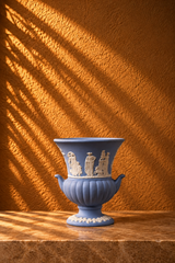 Vintage Blue Neoclassical Pedestal Urn