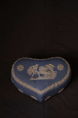 Vintage Blue Heart-Shaped Ceramic Trinket Box