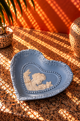 Vintage Blue Heart-Shaped Ceramic Trinket Dish