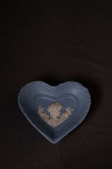 Vintage Blue Heart-Shaped Ceramic Trinket Dish