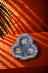 Vintage Wedgwood-Style Blue Triple-Compartment Trinket Dish