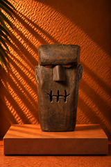 Vintage Hand-Carved Wooden Mask – Rustic Folk Art Sculpture