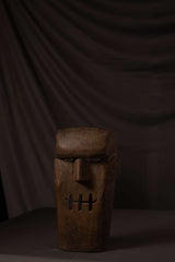Vintage Hand-Carved Wooden Mask – Rustic Folk Art Sculpture