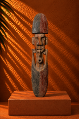 Hand-Carved Wooden Tribal Figure – Rustic Folk Art Sculpture