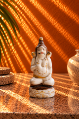 Vintage Ceramic Ganesha Figurine with Gold Accents