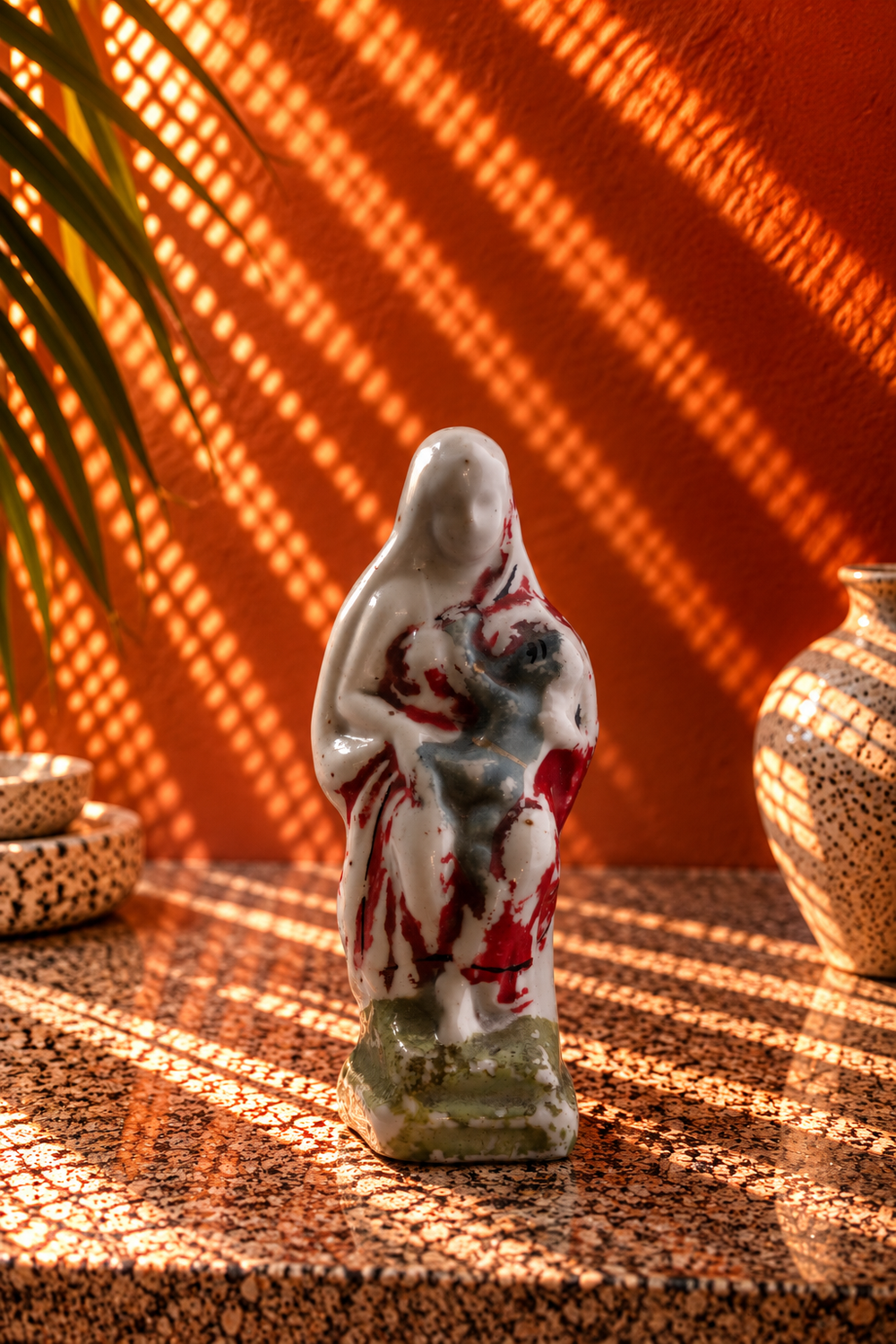 Vintage Ceramic Figurine with Hand-Painted Multicolour Finish