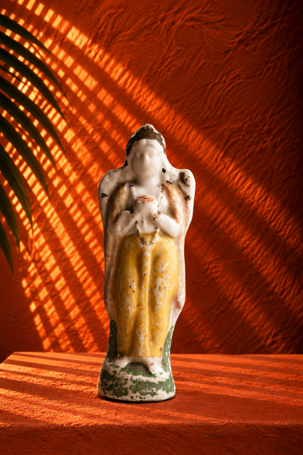 Vintage Hand-Painted Ceramic Devotional Figurine