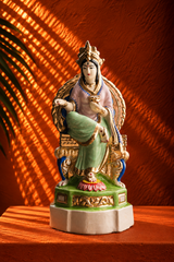 Vintage Seated Goddess Ceramic Figurine with Swan Motif