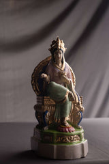 Vintage Seated Goddess Ceramic Figurine with Swan Motif
