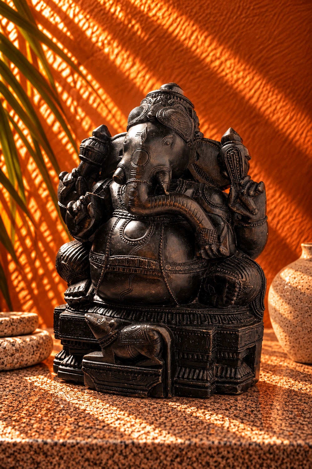 Antique-Style Carved Ganesha Sculpture
