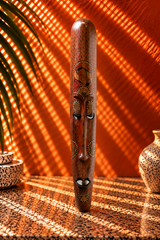 Tall Hand-Carved Wooden Tribal Mask with Traditional Motifs