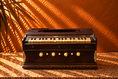 Vintage Wooden Harmonium with Ornate Brass Detailing
