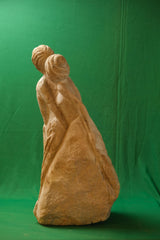 Abstract Handmade Stone Sculpture of an Embracing Couple