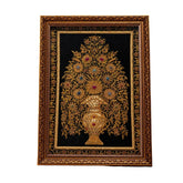 Ornate Golden Floral Tree Artwork with Jeweled Detailing in Decorative Frame