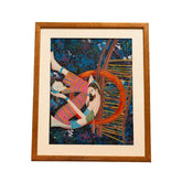 Colourful Contemporary Figurative Painting in Wooden Frame