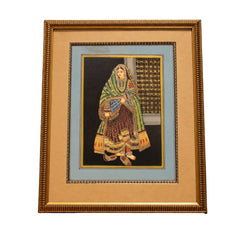 Traditional Indian Miniature Painting of a Royal Woman