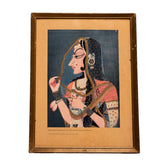 Vintage Kishangarh-Style Radha Portrait – Framed Traditional Indian Artwork