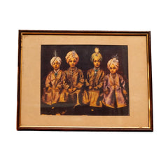 Vintage Portrait of Four Royal Indian Children in Traditional Attire