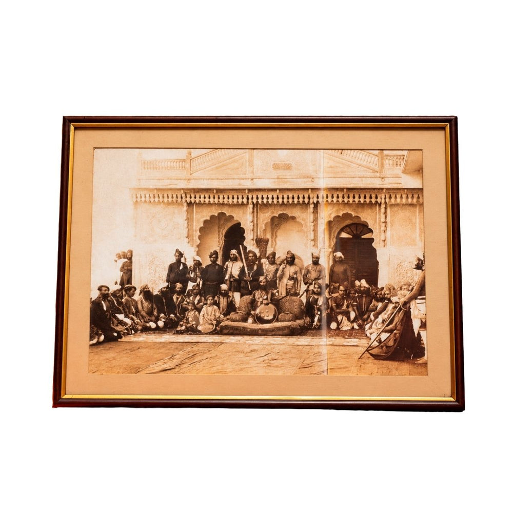 Vintage Sepia Group Portrait in a Palace Courtyard