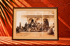 Vintage Sepia Group Portrait in a Palace Courtyard