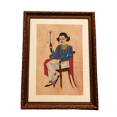 Traditional Indian Miniature Painting of a Seated Court Figure