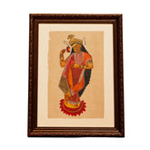 Traditional Indian Folk Painting of a Goddess on Lotus