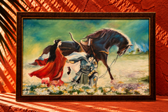 Romantic Fantasy Painting of a Woman, Horse and Armoured Rider
