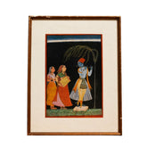 Vintage Rajasthani Miniature Painting of Krishna with Gopis