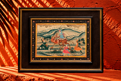 Vintage Indian Miniature Painting of a Royal Camel Rider in the Desert