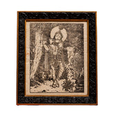 Traditional Krishna with Cow – Monochrome Folk Art Framed Artwork