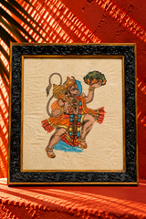 Lord Hanuman with Sanjeevani Mountain – Traditional Indian Folk Art