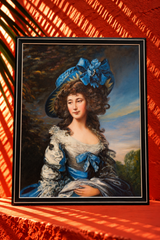 Vintage Portrait of a Lady in Blue Hat