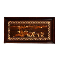 Traditional Indian Wooden Marquetry Panel – Chariot Scene
