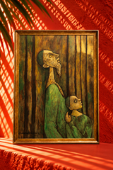 Expressionist Portrait of a Father and Child in the Forest