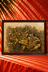 Sepia Indian Classical Dance Scene Painting