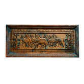 Hand-Carved Horse Procession Relief Wall Panel