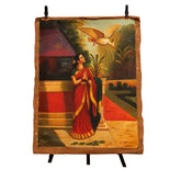 Traditional Indian Woman with White Bird – Vintage Figurative Artwork