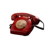 Vintage Red Rotary Dial Telephone with Brass-Tone Dial