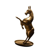 Vintage Brass Rearing Horse Figurine – Antique Gold-Tone Decorative Sculpture