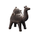 Antique Metal Camel Sculpture with Ornate Latticework – Traditional Decorative Collectible