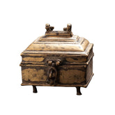 Antique Brass Decorative Keepsake Chest with Vintage Patina