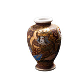 Vintage Japanese Satsuma Ceramic Vase with Gold Figurine Detailing