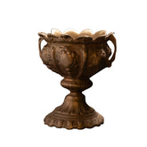 Antique Bronze Ornate Pedestal Urn – Baroque Floral Decorative Chalice